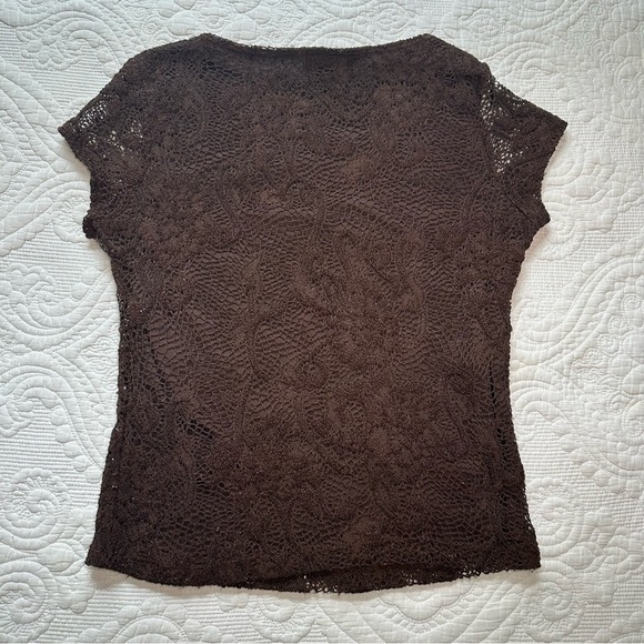 Brittany Black Y2K Lace Baby Tee. Size Medium. Chocolate brown. - Picture 5 of 5